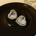 Crystal Heart Clip On Earrings in Silver Tone Fashion Jewelry Accessories view 2