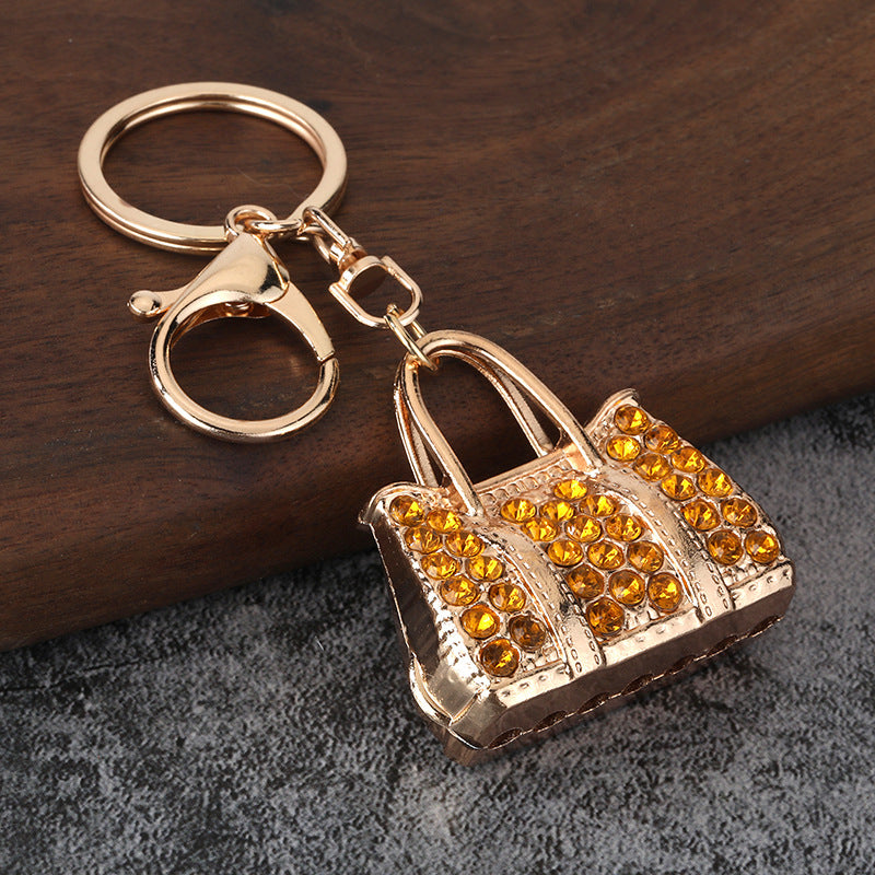 Rhinestone Handbag Keychain Alloy Purse Charm for Women's Bag Accessory