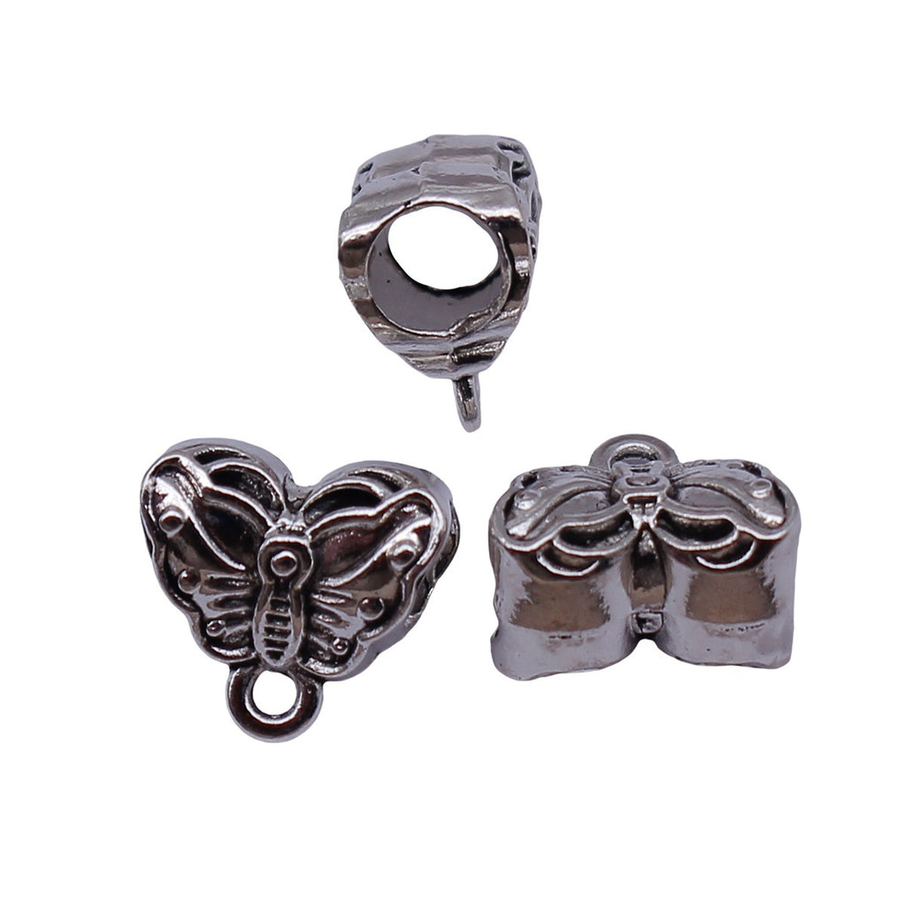 11x11x7.5mm 1.3g Antique Silver Zinc Alloy Double Sided Butterfly Through Hole Beads for DIY Jewelry Making