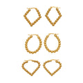 Beaded Geometric Hoop Earrings in Three Gold and Silver Tone Shapes view 5
