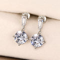 Silver Clear Round Drop Earrings Baguette Top Stud view 6