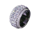 Wide Five-Row Clear Stone Band Ring In Silver Tone view 5