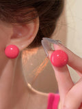 Glossy Round Bead Stud Earrings in Seven Bright Colors view 12