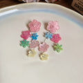 Colorful Small Resin Flower Cluster Long Drop Earrings view 2
