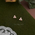 Rose Gold Tone Clear Stone Open Triangle Knot Stud Earrings view 1