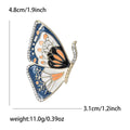 Blue Orange and White Enamel Butterfly Brooch With Crystals view 5