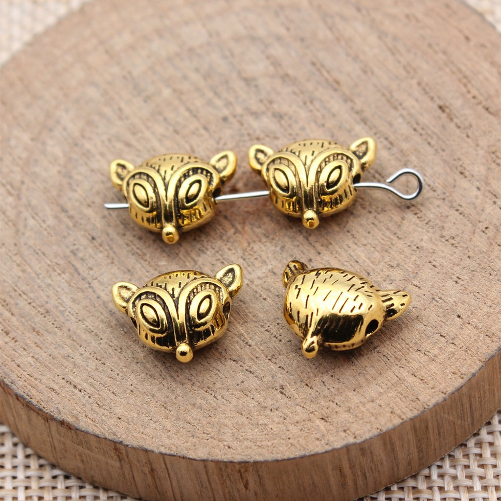 13x11x6.3mm 2g Multicolor Zinc Alloy Fox Small Hole Loose Metal Beads for DIY Bracelet Jewelry Making