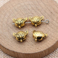 Fox Head Spacer Beads in Three Antique Metal Finishes view 2