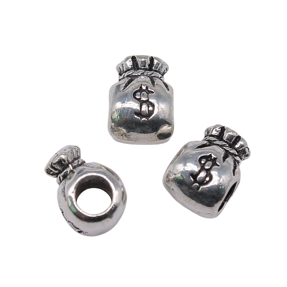 12x9x8mm 2.5g Gold Tone Zinc Alloy Money Bag Wallet Large Hole Beads for Bracelet Necklace Making