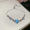Silver Adjustable Clover Cat Eye Flower Bracelets Six Colors view 7