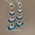 Gold Fan Crystal Drop Necklace And Post Earring Styles view 4