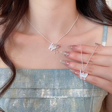 Silver-Tone Cat Pendant Necklace Fashion Jewelry Collection