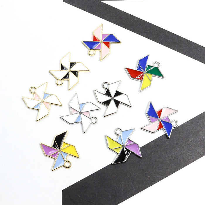 Colorful Pinwheel Enamel Alloy Charm Pendants for Jewelry Making