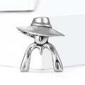 Wide Brim Hat Figure Brooch in Gold or Silver Decorative Lapel Pin view 3