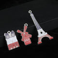 Paris Landmark Charm Pendant Eiffel Tower Cathedral Windmill view 1
