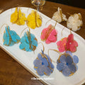 Colorful Openwork Flower Hook Earrings in Five Colors view 3