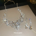 Three Gold Or Silver Crystal Leaf Teardrop Necklace And Earring Sets view 4
