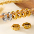 Star Rhinestone Huggie Hoop Earrings Gold And Steel Tone view 4