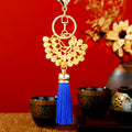 Enamel Peacock Keychains with Royal Blue Sky Blue and Assorted Tassels view 4