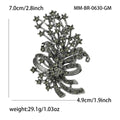 Gunmetal Crystal Bow and Floral Spray Statement Brooch view 5