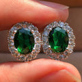 Oval Halo Stud Earrings In Blue, Green, And Aqua Centers view 2