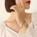 Multi Row Geometric Mesh Chain Bracelet Gold Or Steel Tone view 7