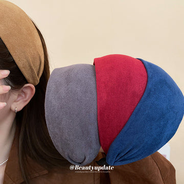 Black Wide Suede Like Padded Headband With Unlisted Color Assortment