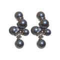 Gray Pearl Look Cluster Drop Earrings in Graduated Sizes view 5