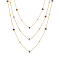 Delicate Gold Tone Necklace With Multicolor Stone or Zircon Stations view 5