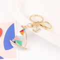 Enamel Sailboat Keychain Metal Anchor Pendant Bag Charm view 3