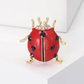 Red Enamel Ladybug Brooch with Polished Metal and Decorative Accents view 6