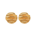 Gold Tone Textured Round And Square Stud Earrings Decorative Jewelry view 5