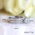 Silver Tone Round Stone Three Band Ring Set with Clear Stone Accents view 4