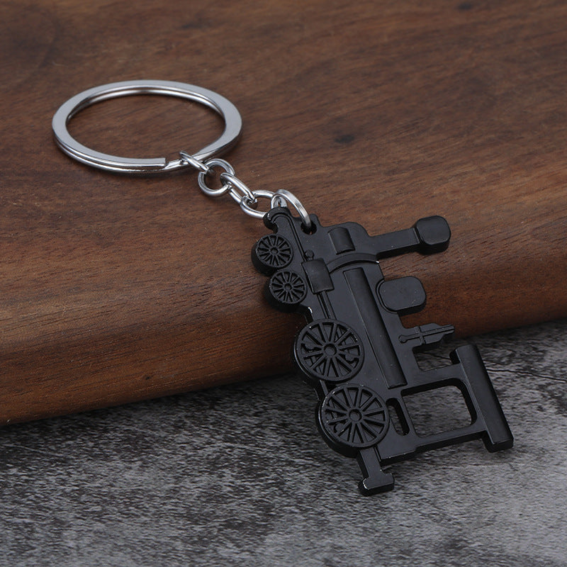 Vintage Steam Train Model Metal Keychain Locomotive Gift Charm