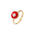 Gold and Silver Tone Round Enamel Evil Eye Adjustable Open Rings in Eight Colors view 5