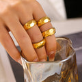 Irregular Surface Band Rings Gold Steel Sizes Six To Eight view 3