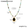 Natural Stone Bead Necklace Black Zircon Teardrop Pendant view 6