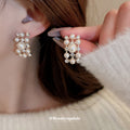 Pearl Crystal Necklace and Stud Earring Jewelry Set view 3
