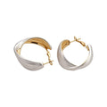 Cream Enamel Twisted Hoop Earrings with Gold Tone Edges view 5