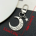 Antique Silver Moon Star Quote Metal Clasp Keychain Pair view 6