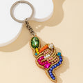 Beaded Rainbow Rhinestone Keychain With Gold-Tone Trim view 4
