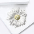 White Daisy Brooch In 1 Style With Polished Metal And Decorative Details view 3