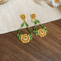 Yellow Sunflower Pendant Necklace Or Matching Long Drop Earrings view 2