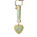 Full Crystal Heart Keychains with Jeweled Wrist Straps in Nine Colors view 5