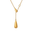 Sliding Teardrop Pendant Y Chain Gold Tone Necklace view 5