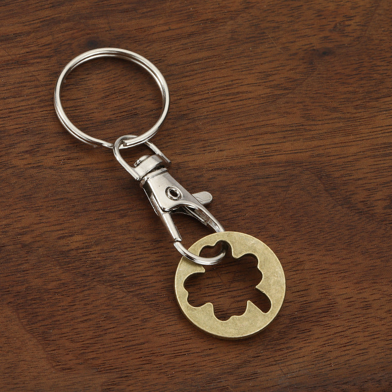 Cartoon Shopping Cart Coin Zinc Alloy Keychain Pendant Accessory