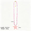 Four Color Round Bead Necklaces With Gold Tone Starfish Pendants view 9