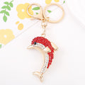 Rhinestone Dolphin Ocean Keychain Gold Tone Clasp Ring view 4