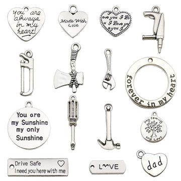 Metallic Alphabet Letter and Heart Metal Beads with 16 Listed Options