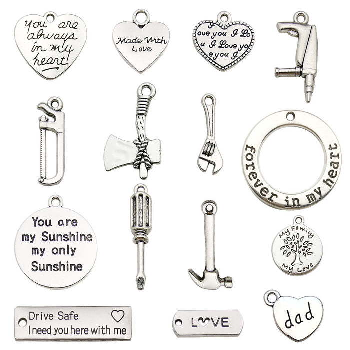 Metallic Alphabet Letter and Heart Metal Beads with 16 Listed Options